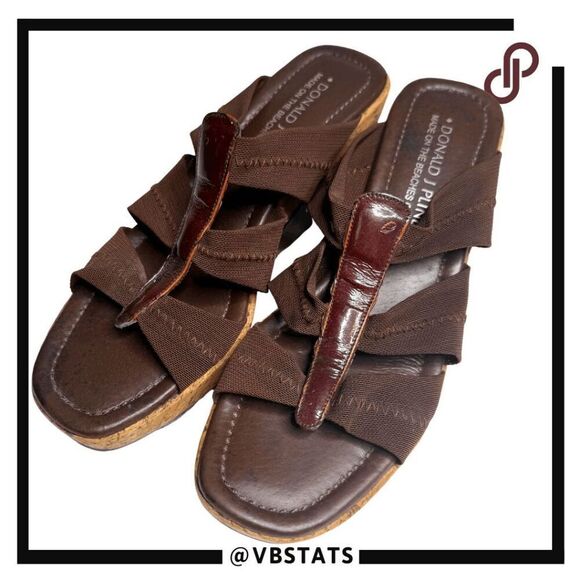 Donald J Pliner Women's Slide Sandals Wedge Brown Size 7.5 - Picture 1 of 7